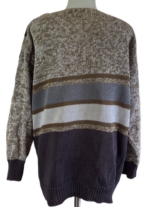 Vtg 80s/90s Bonnie Boerer Oversized Sweater~Geometric~Metallic~See Measurements