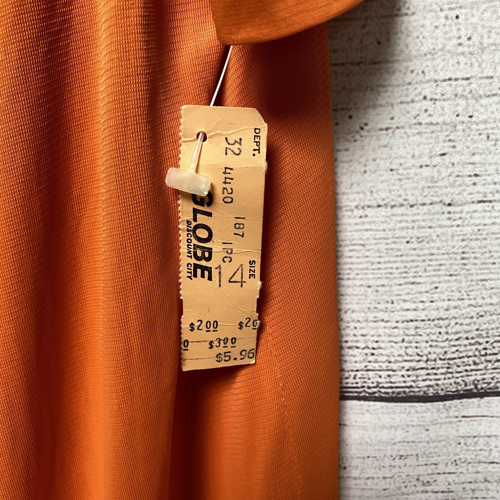 Vintage 1960s Orange Button Front Housecoat Robe Size 14 Pockets Acetate Tricot