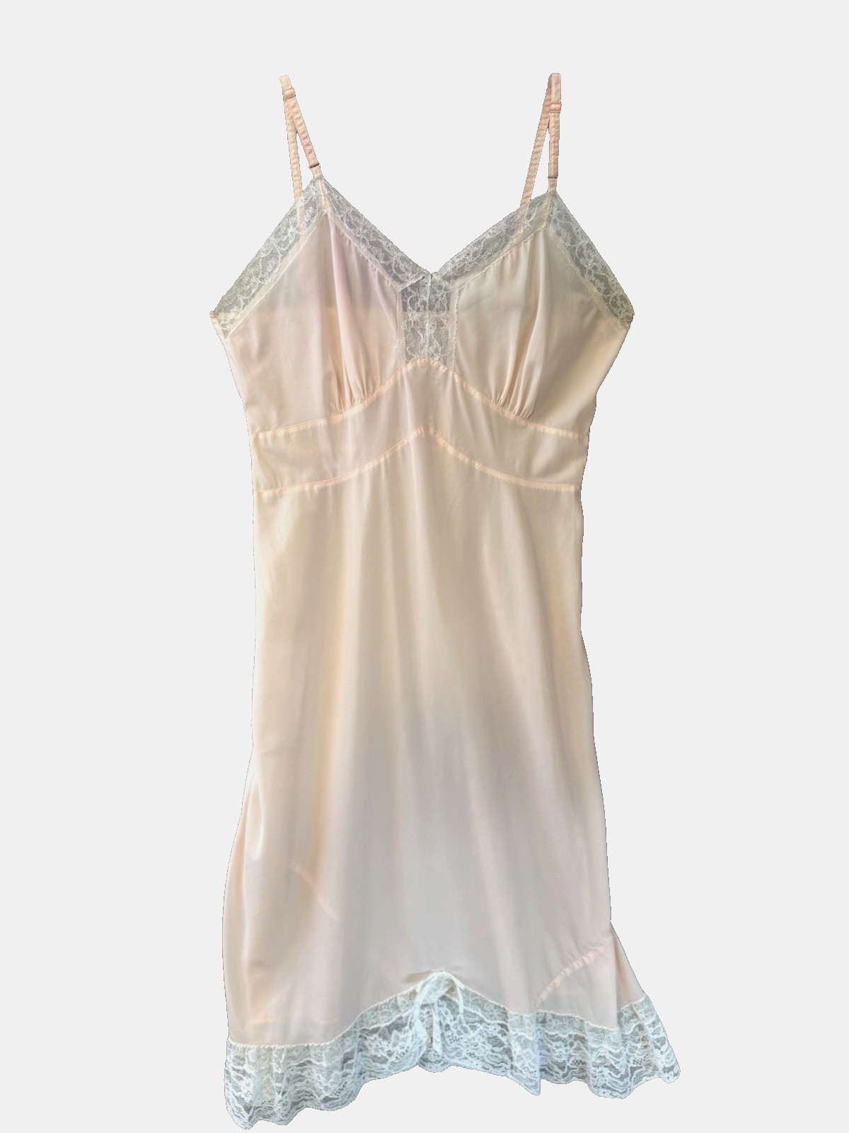 VTG Symphony Full Slip Dress Pink, Lace, Pink, Bust 36, Nylon Retro Sexy 1960’S