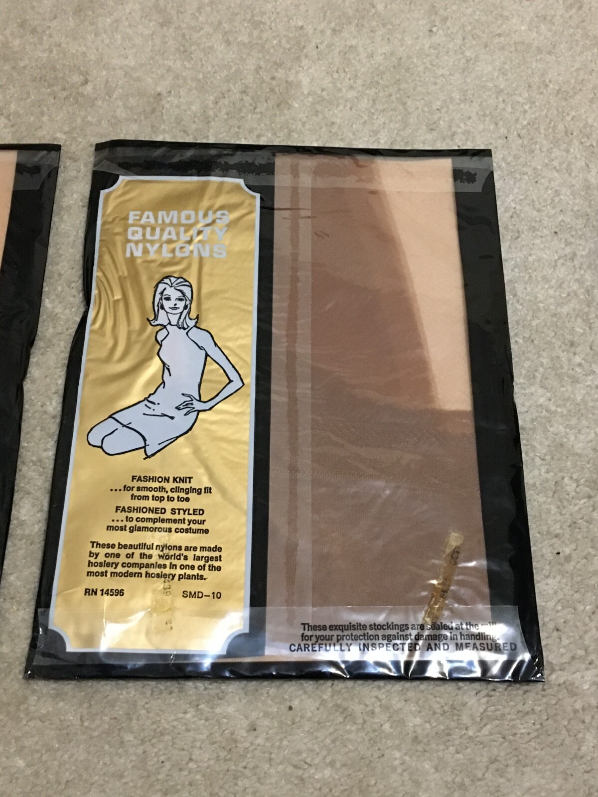 2pr Vtg 1960s Ceil Chapman Reinforced Heel Toe Seamless Mesh Stockings 10 Beige