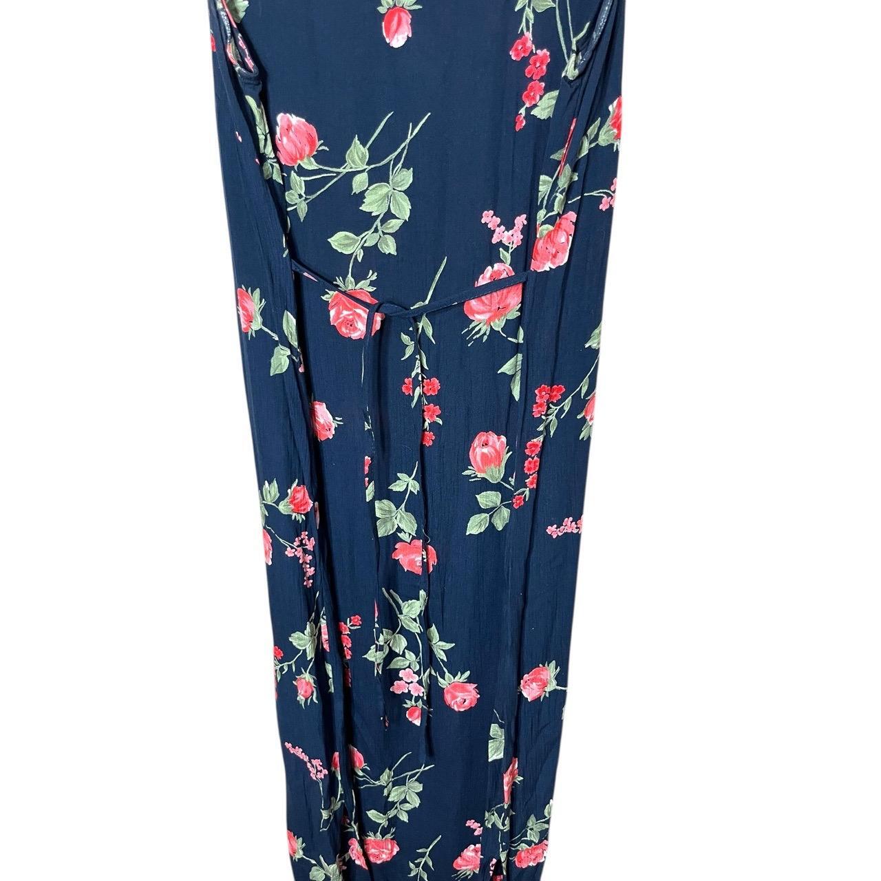 Dress Barn Navy Blue Floral Print Sleeveless Maxi Dress Vintage 90s Size 8