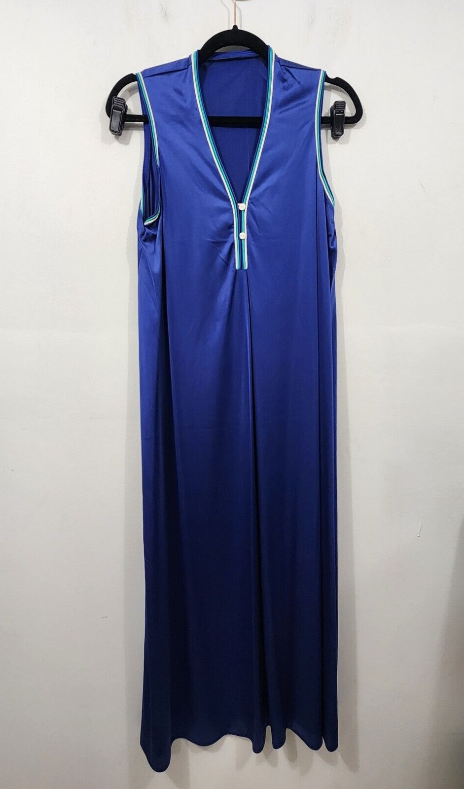 Women’s Vintage 70s XS/S Misses JC Penney Nylon Royal Blue Teal White Piping Cap
