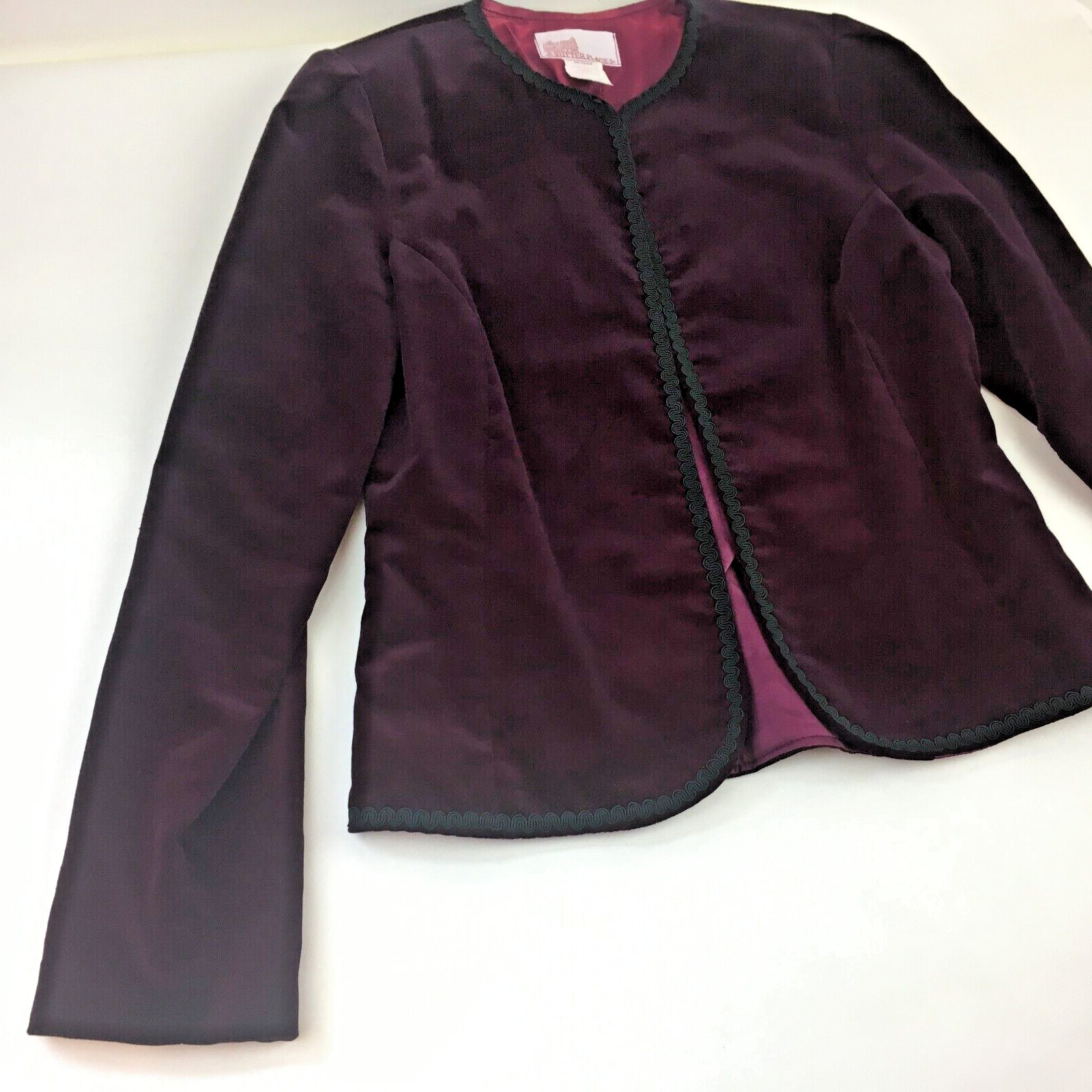 renaissance Ren Faire Womens Velvet jacket lined Size 8 Plum Black Boho