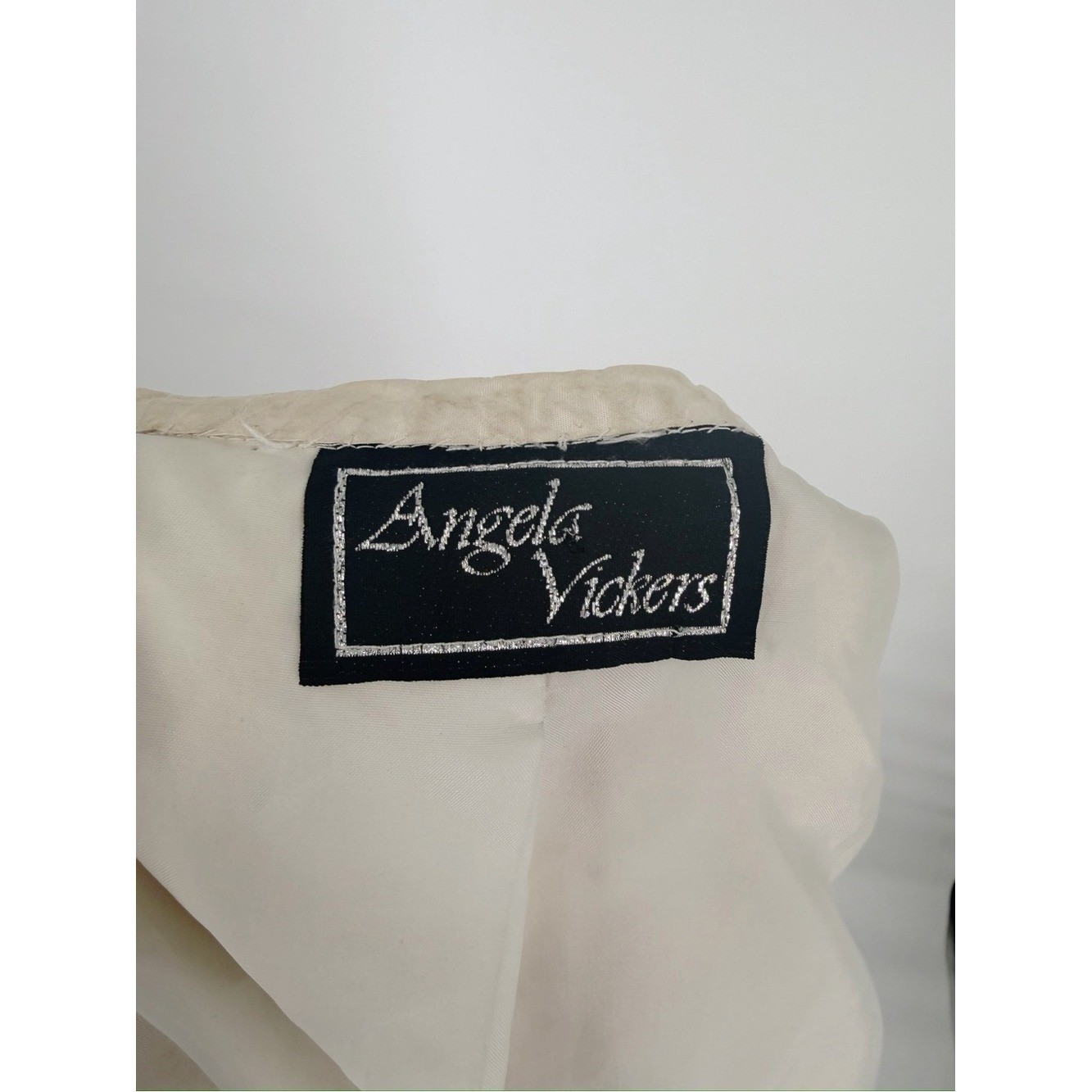 Vintage Angela Vickers Silk Lace Victorian Blouse Jacket XS/S Ivory Embroidered