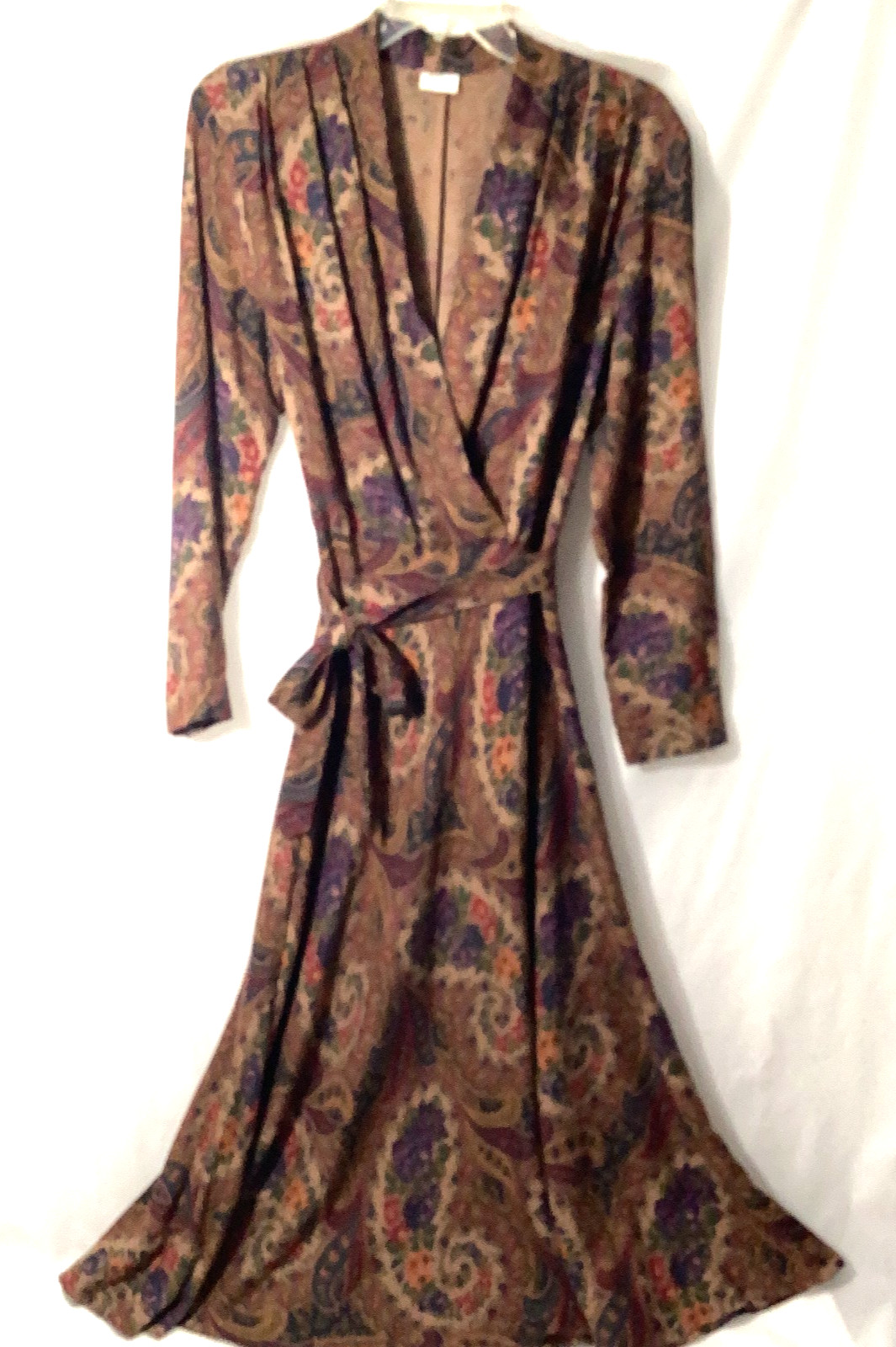Vintage Paisley Wrap Dress 80s 90s Boho Maxi Whimsigoth Prairie Grunge