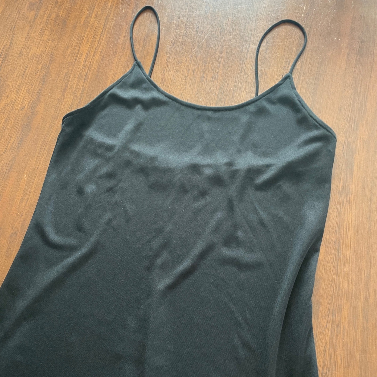 Victor Costa Slip Dress Women 10 Black Spaghetti Strap Vintage Midi Minimalist