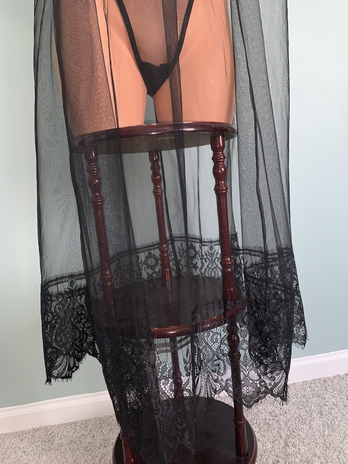 NEW SHEER Chiffon Nightie Nightgown Negligee 1X Panty Satin Ribbons 2pc set