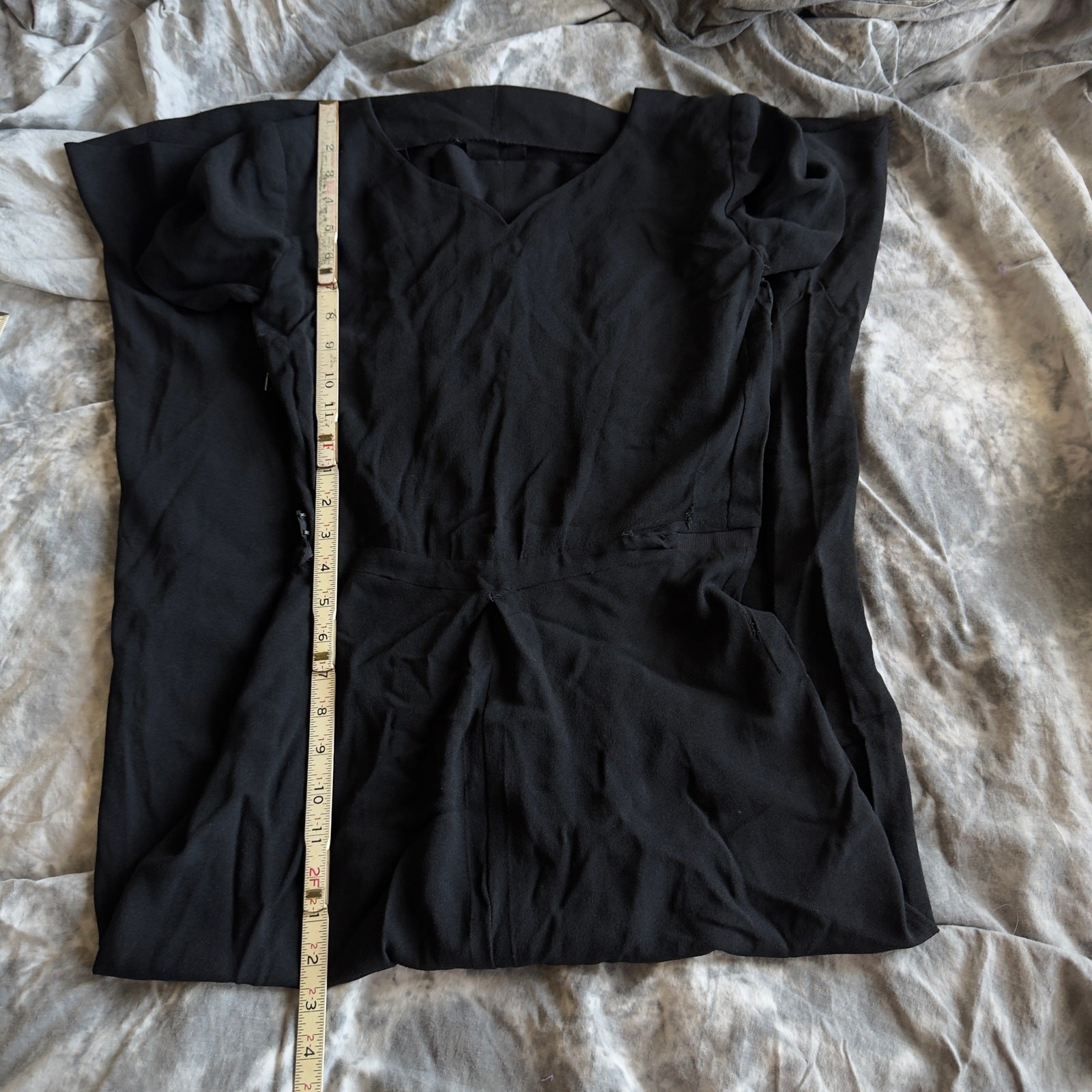 Vintage 1940s Black Rayon Maxi Cocktail Dress Gown 24” Waist Size Small READ
