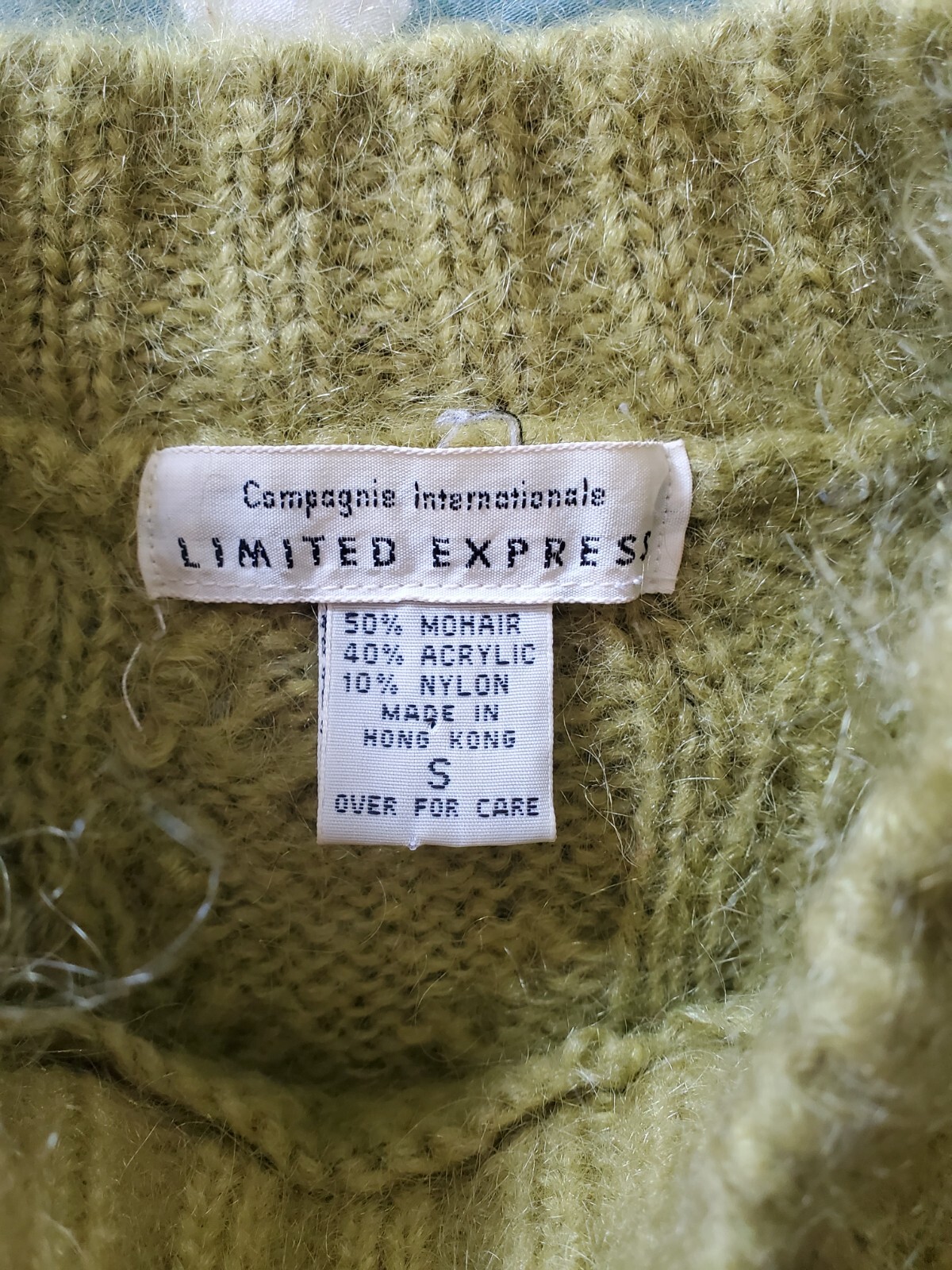 Vintage 1980s Limited Express green mohair cable knit sweater small