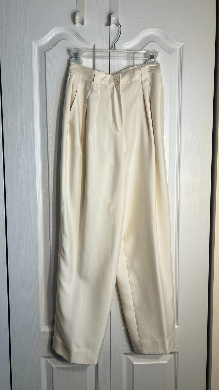 Vintage Giorgio Armani Woman’s Ivory Pants Slacks Sz 44/10 Satin Silk