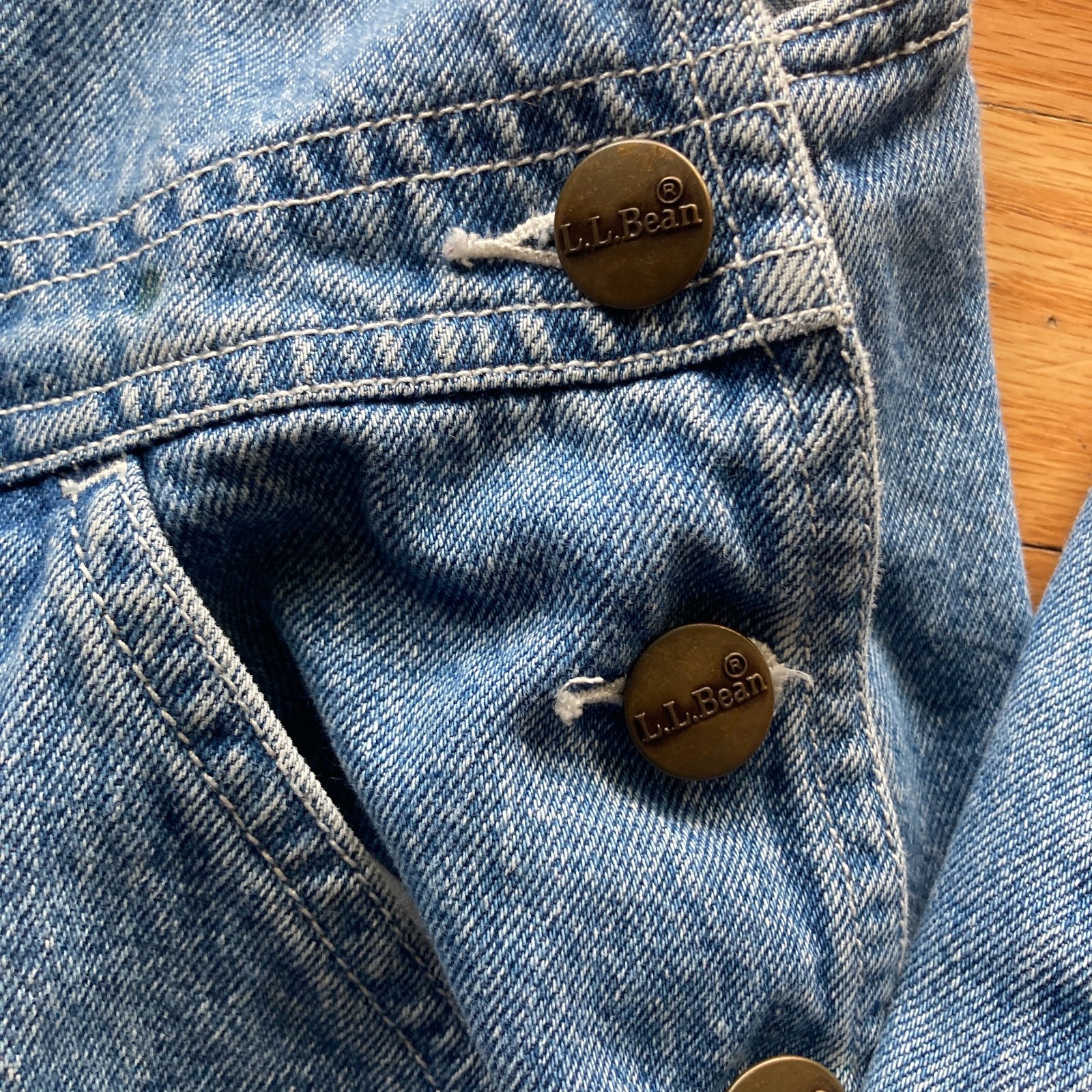 VINTAGE 1980s/1990s LL BEAN DENIM JEAN OVERALLS BLUE INDIGO jumpsuit vtg Womens