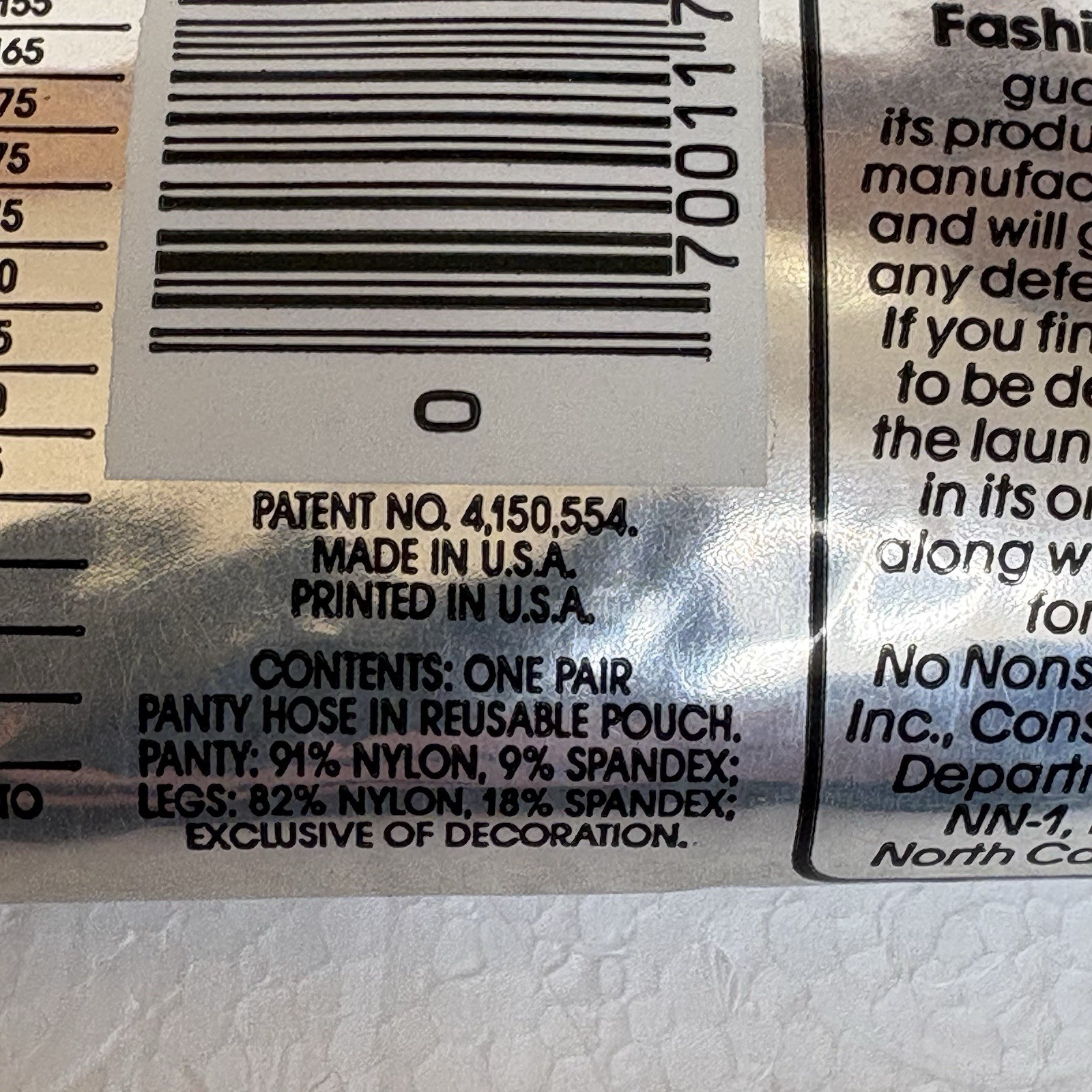 No Nonsense Comfort Stride Pantyhose Light Support 59 White Medium Tall Vintage
