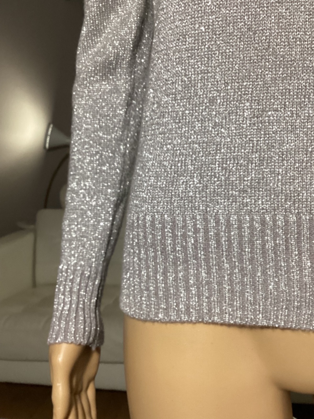 Vintage 70s LeRoy Knitwear Metallic Silver Acrylic Turtleneck Sweater Disco Mod