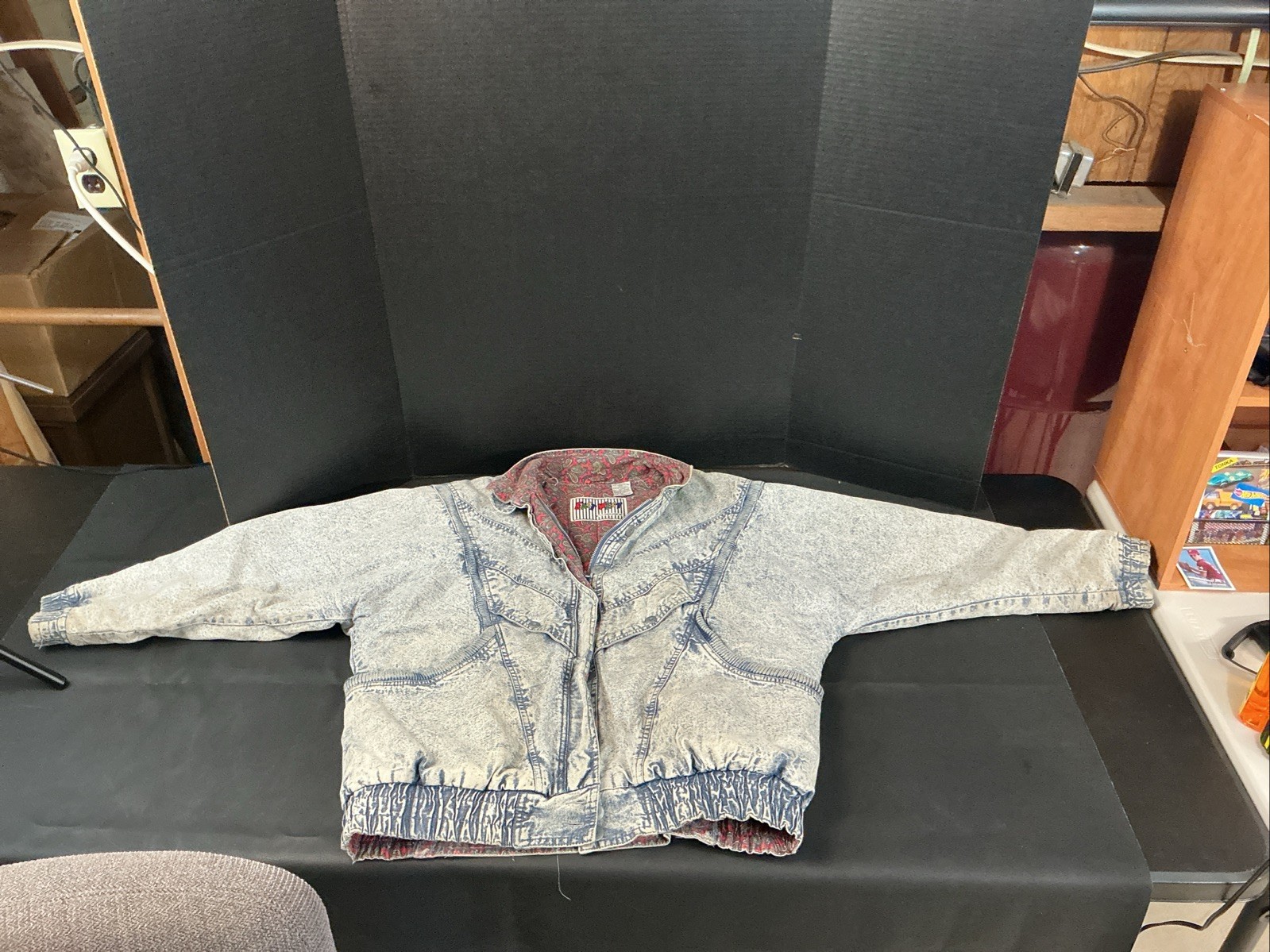 Vintage 80’s East West Acid Stone Wash Denim Coat Blue Jean Jacket Women’s Med