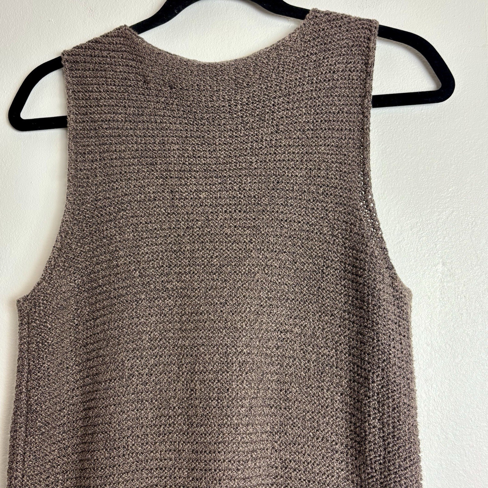 Vtg Rare Knit Dress 90s J Jill Crochet M Brown Sleeveless Shift Ribbed Cotton