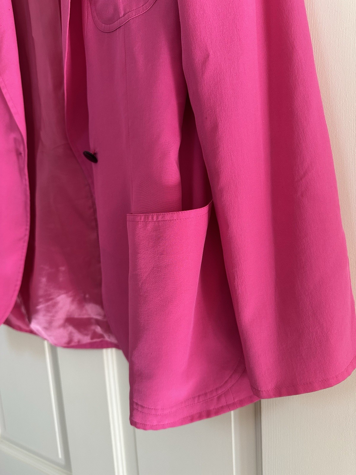 Vintage Ungaro Ter 80s Blazer, 100% Silk Hot Pink Magenta, Size 10