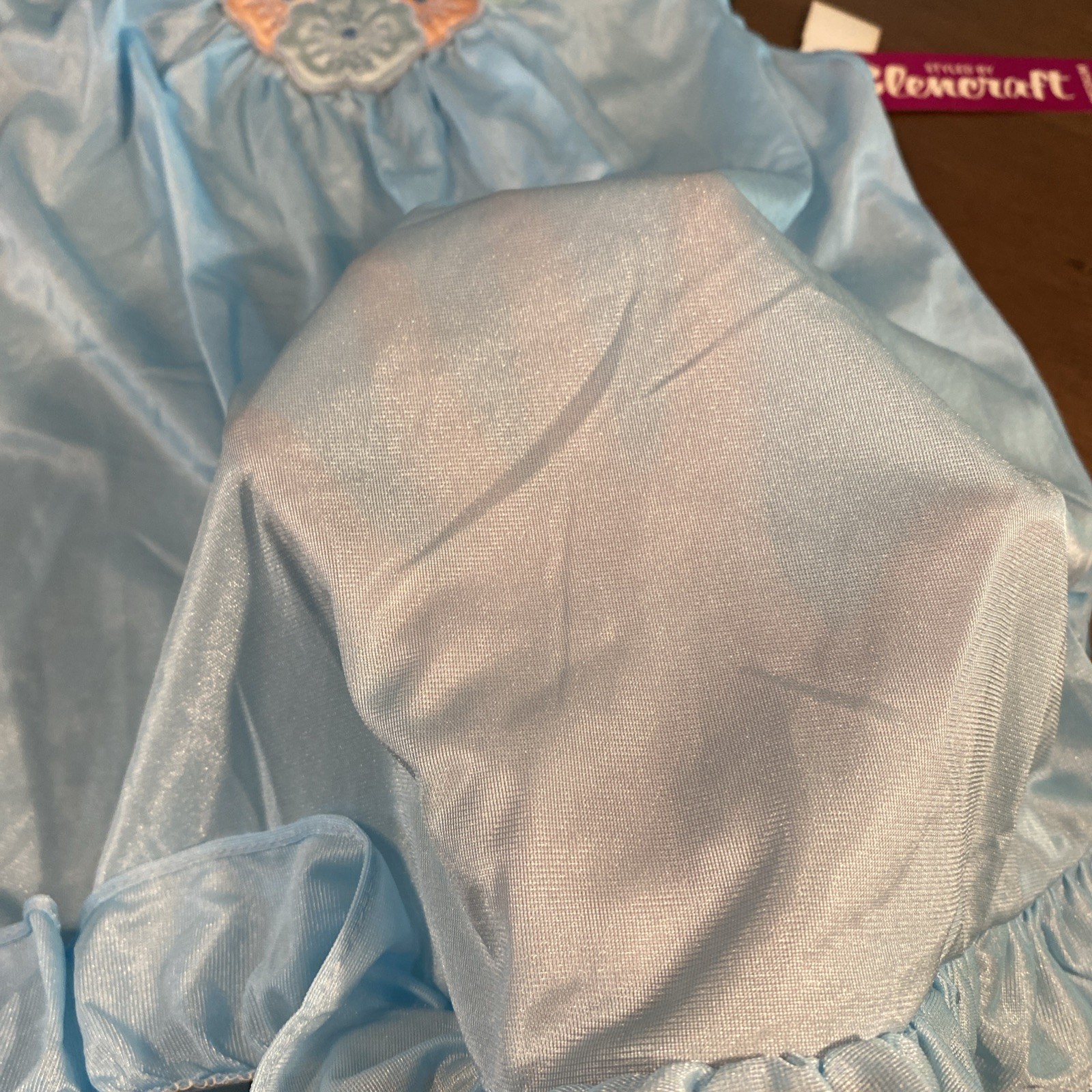 VTG Blue Nylon Babydoll Ruffled Nightie Granny Pantie Set NOS Sz.M (Lg. Panty)