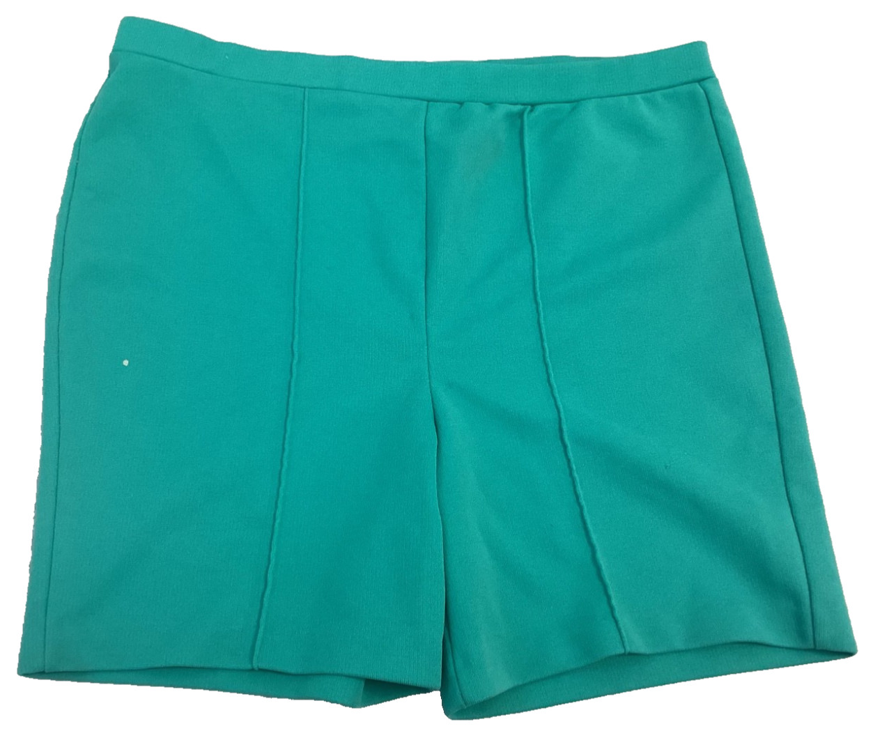 Womens Vintage Teal Seagreen Polyester Shorts Creased 32″ Elastic Waist Large