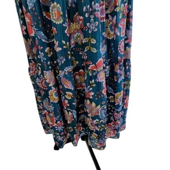 Nanette Lepore 70s vibe Teal paisley halter ruffle midi dress plus size 14 new