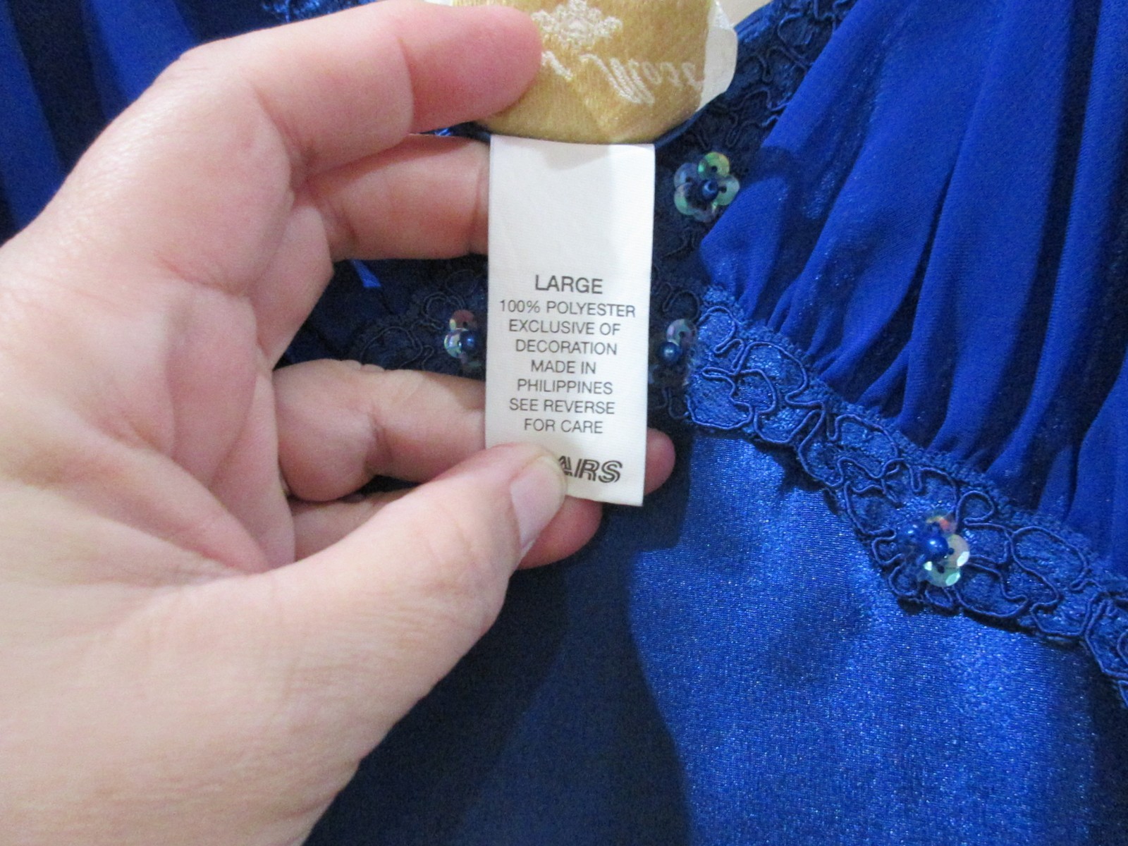 VTG 90’s SEARS INNER MOST BLUE SATIN W/ SEQUIN CHIFFON BODICE NIGHTGOWN SZ L