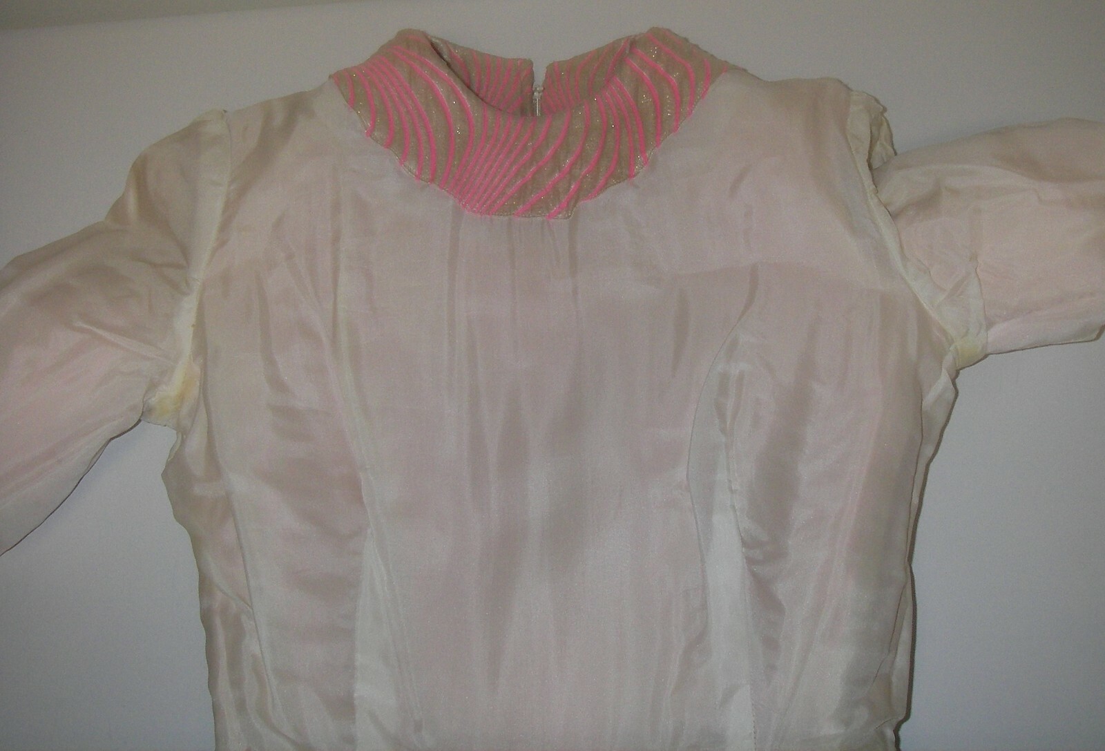 Vintage 1960s Kiki Hart Saks Fifth Ave Brocade Dress Mink Fur Cuffs Sash Belt