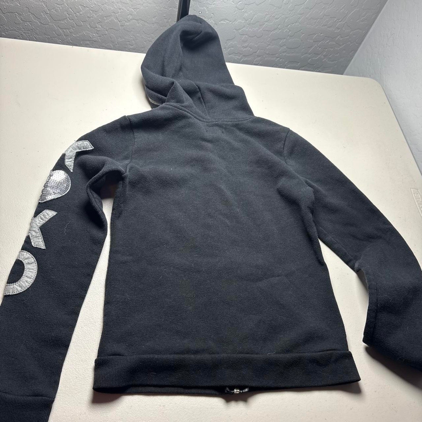 Y2K Fitted XOXO Black & Silver Sequin Zip Up Jacket