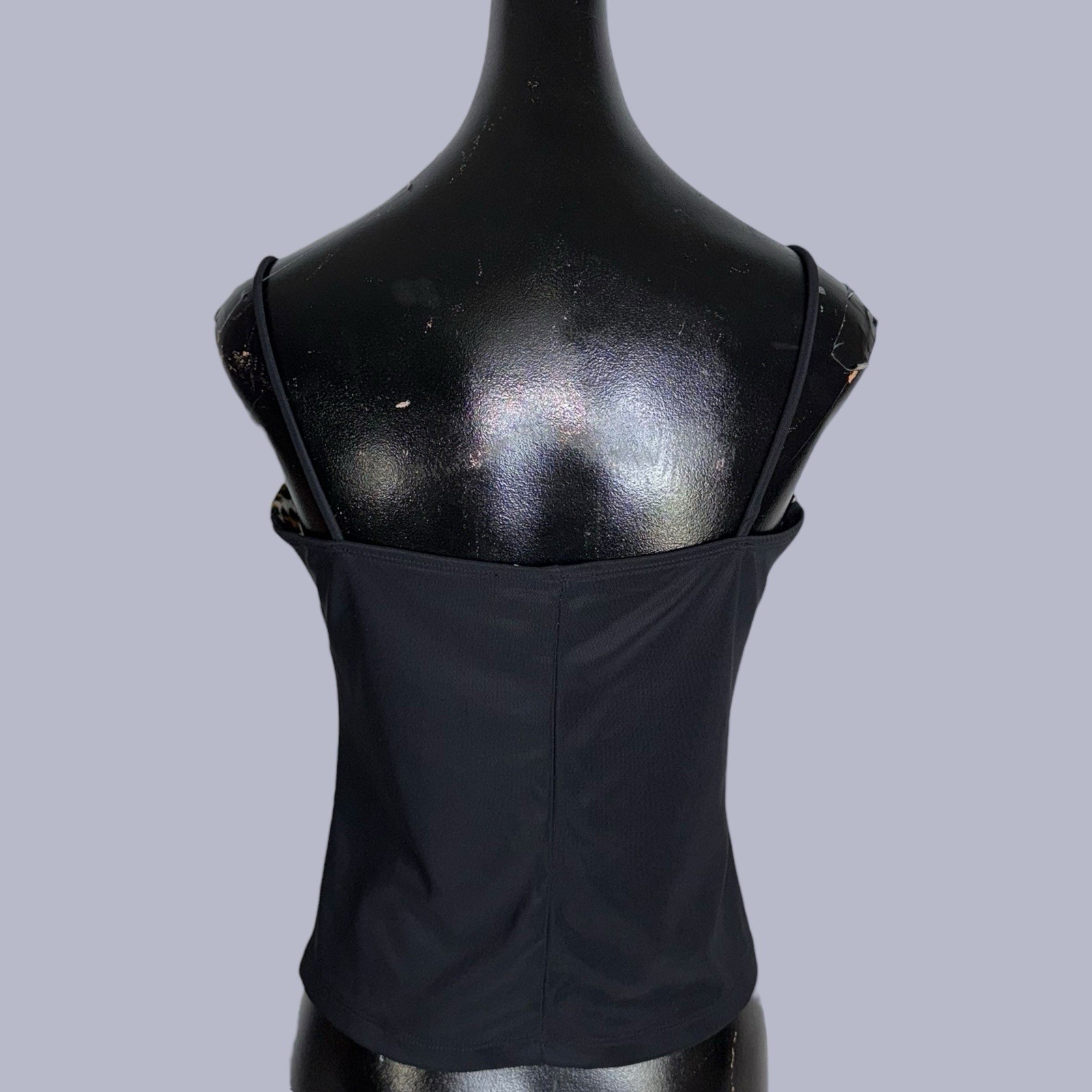 Rave city vintage black camisole with leopard print trim