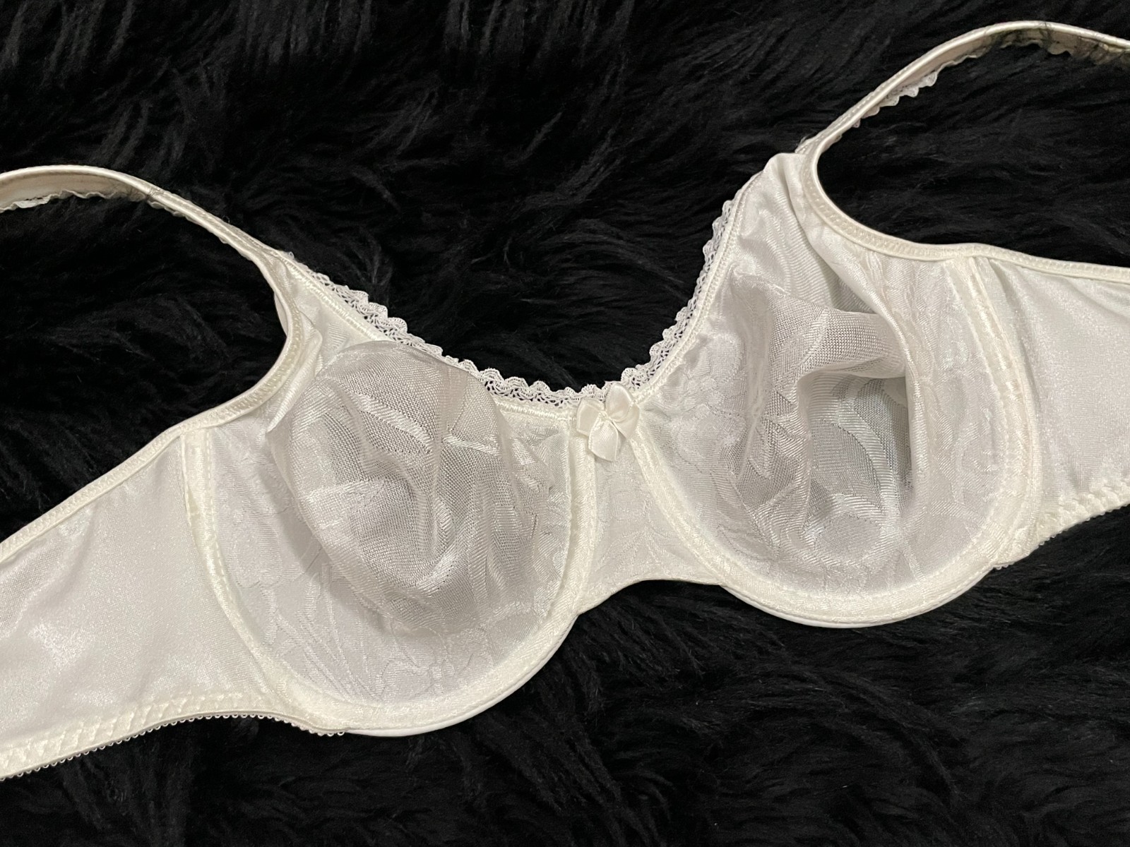 Vtg Warners FRENCH BOUQUET Silky SATIN WINGS Thin NYLON CUPS Bra 34D Rare Floral