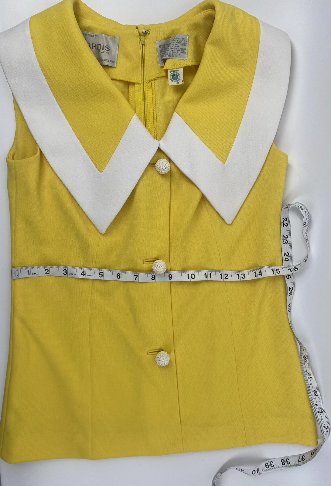 Vintage 60’s Nardis Of Dallas Yellow 2 Piece Skirt And Top Set Size Extra Small