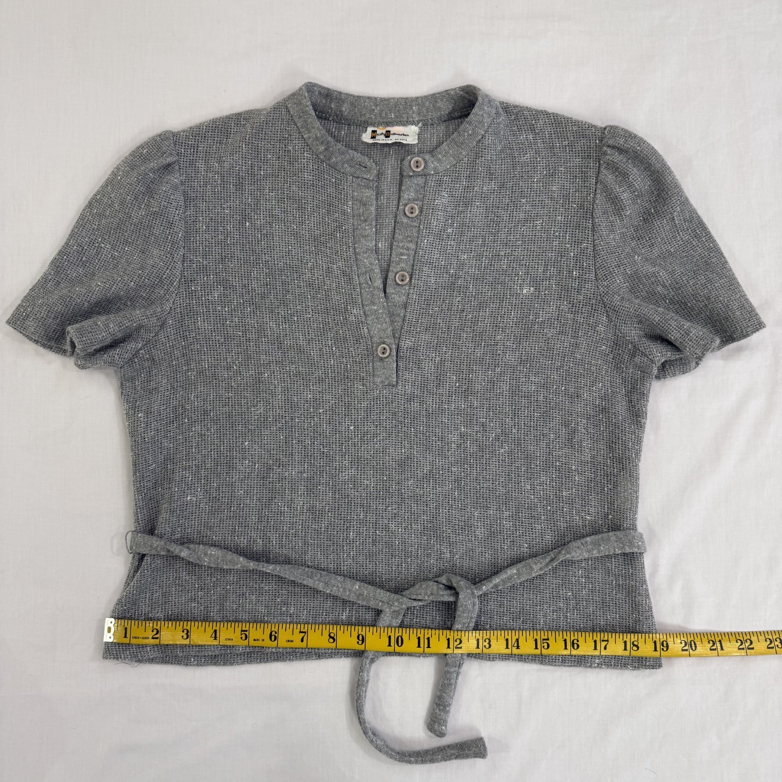 Vintage Marty Gutmacher Gray Short Sleeve Sweater ILGWU Union Made USA Size 8