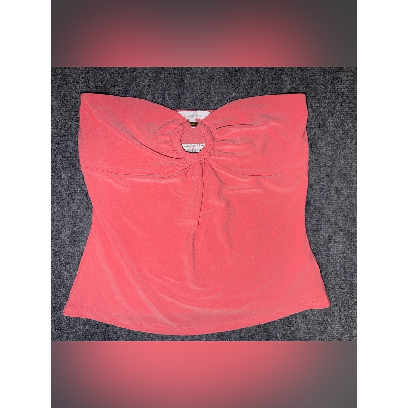 NWT Y2K Charlotte Russe Coral Strapless Ring-Detail Tube Top 2000s fashion