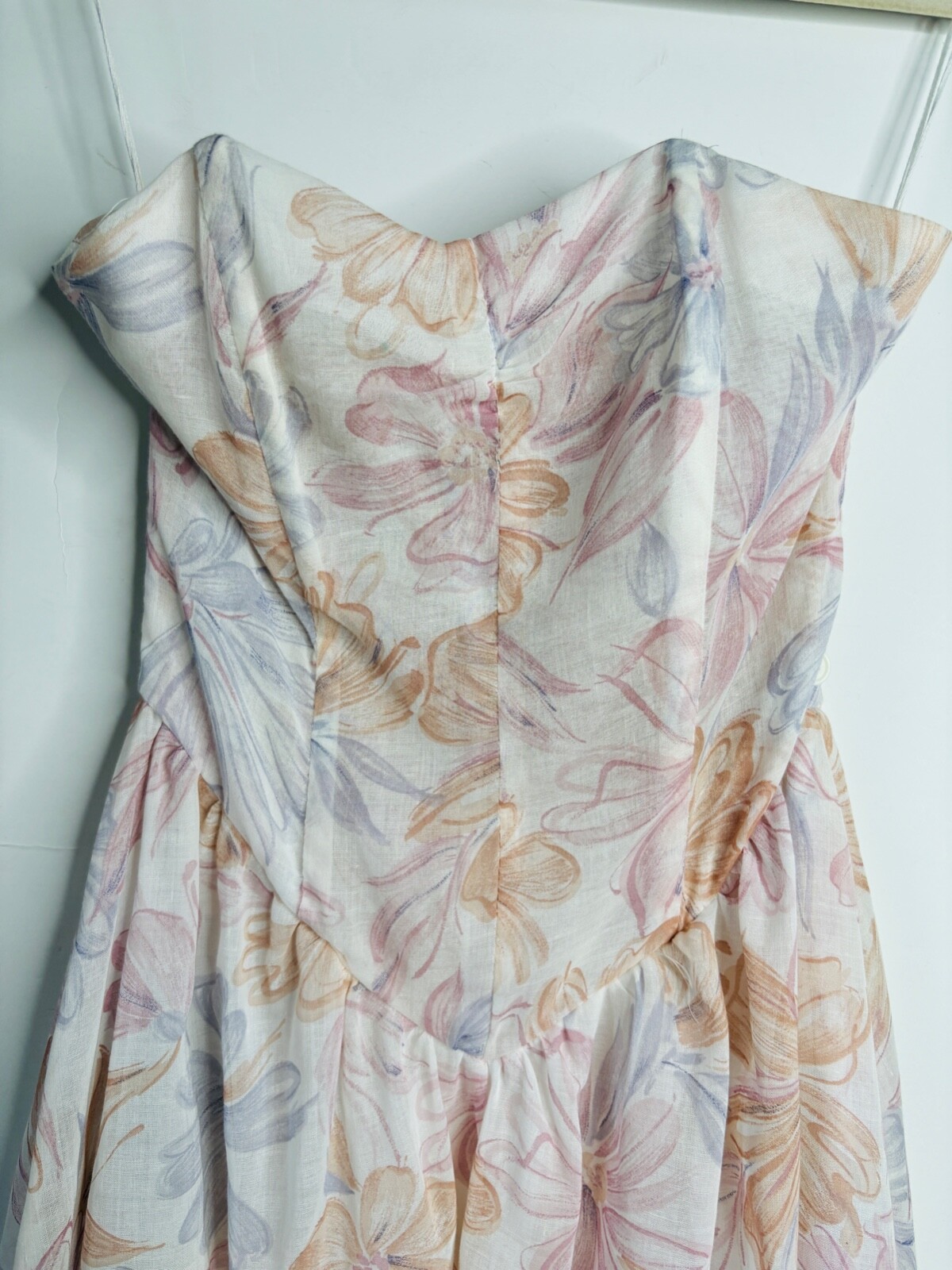 VTG 80’S FLORAL PRINT PASTEL SWEETHEART NECKLINE PRAIRIE COTTAGECORE DRESS*S