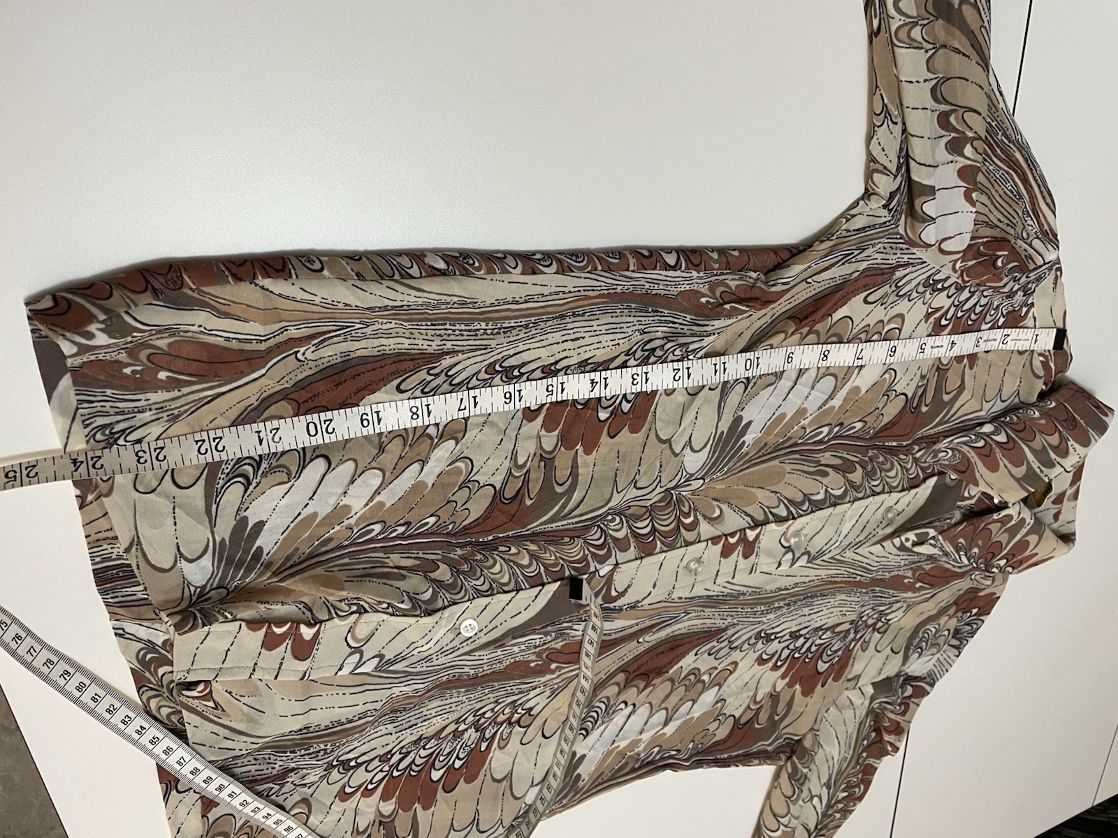 Vintage 1970s Disco Psychedelic Feather Swirls Hippie Retro Shirt Top small