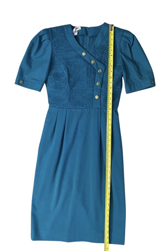 Vintage David Warren New York Midi Secretary Dress Short sleeve Turquoise Green