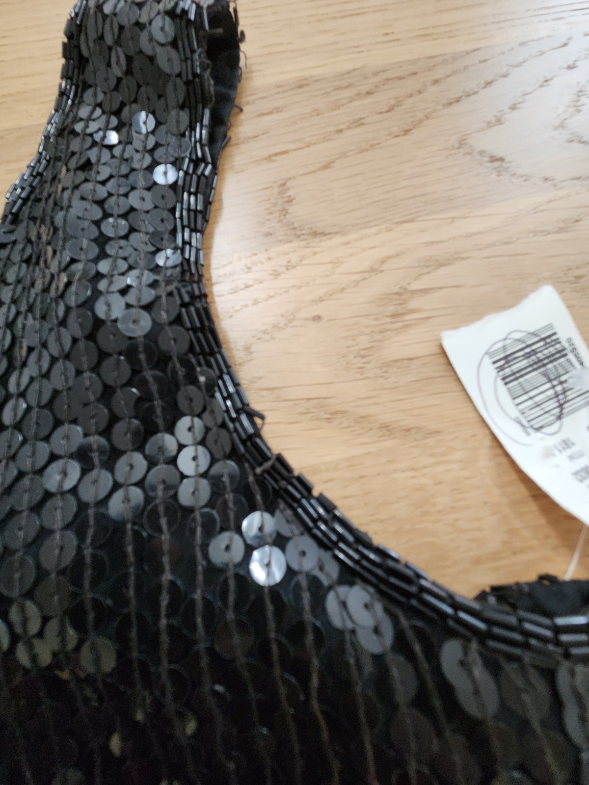 Vtg Y2K 90s Mini Dress 12 Black Silk Sequined Beaded Bodycon NY Club Dance NWT