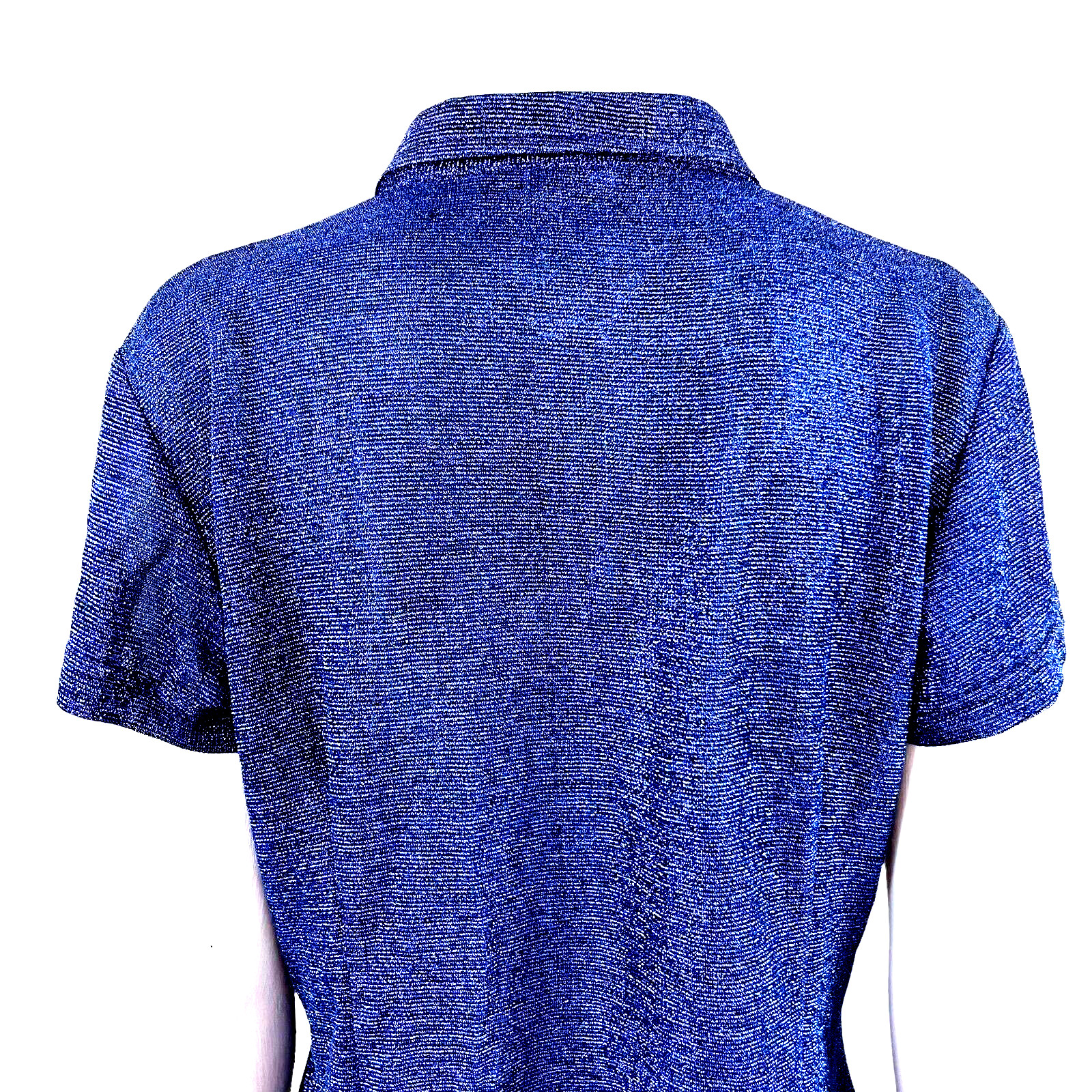 Vintage Blue Lurex Blouse Westco Collared Short Sleeve Button Up Shirt 1980’s