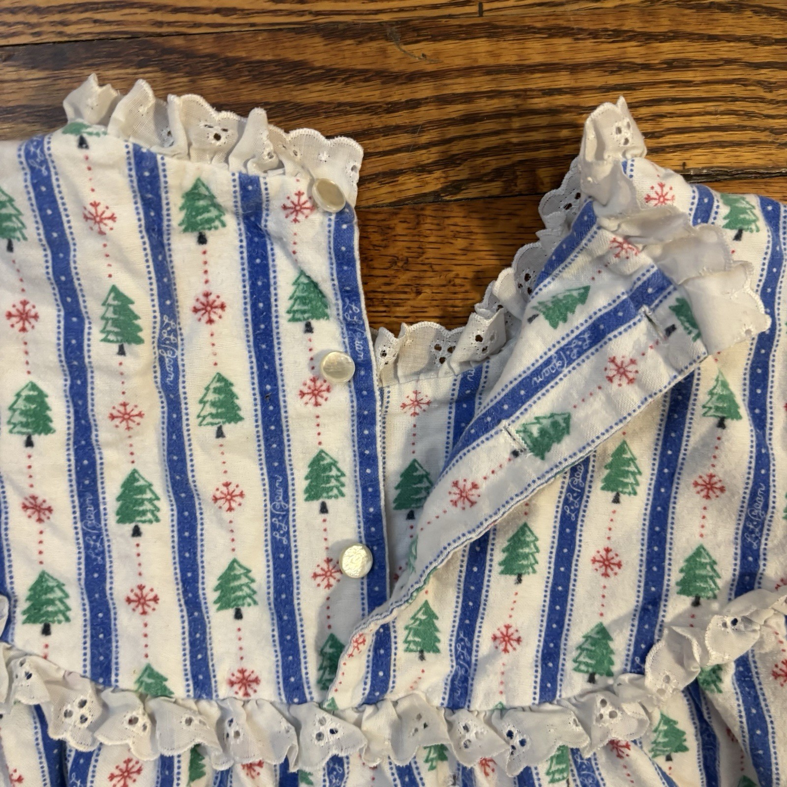 Vintage LL Bean Lanz Long Night Gown Granny core Christmas Snow Ruffles