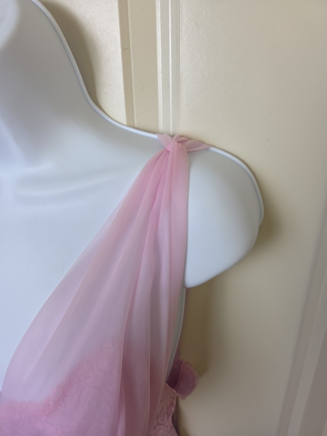 Vtg 1980s Vanity Fair Long Nightgown Lilac Purple Chiffon Nylon Lace Sz 34