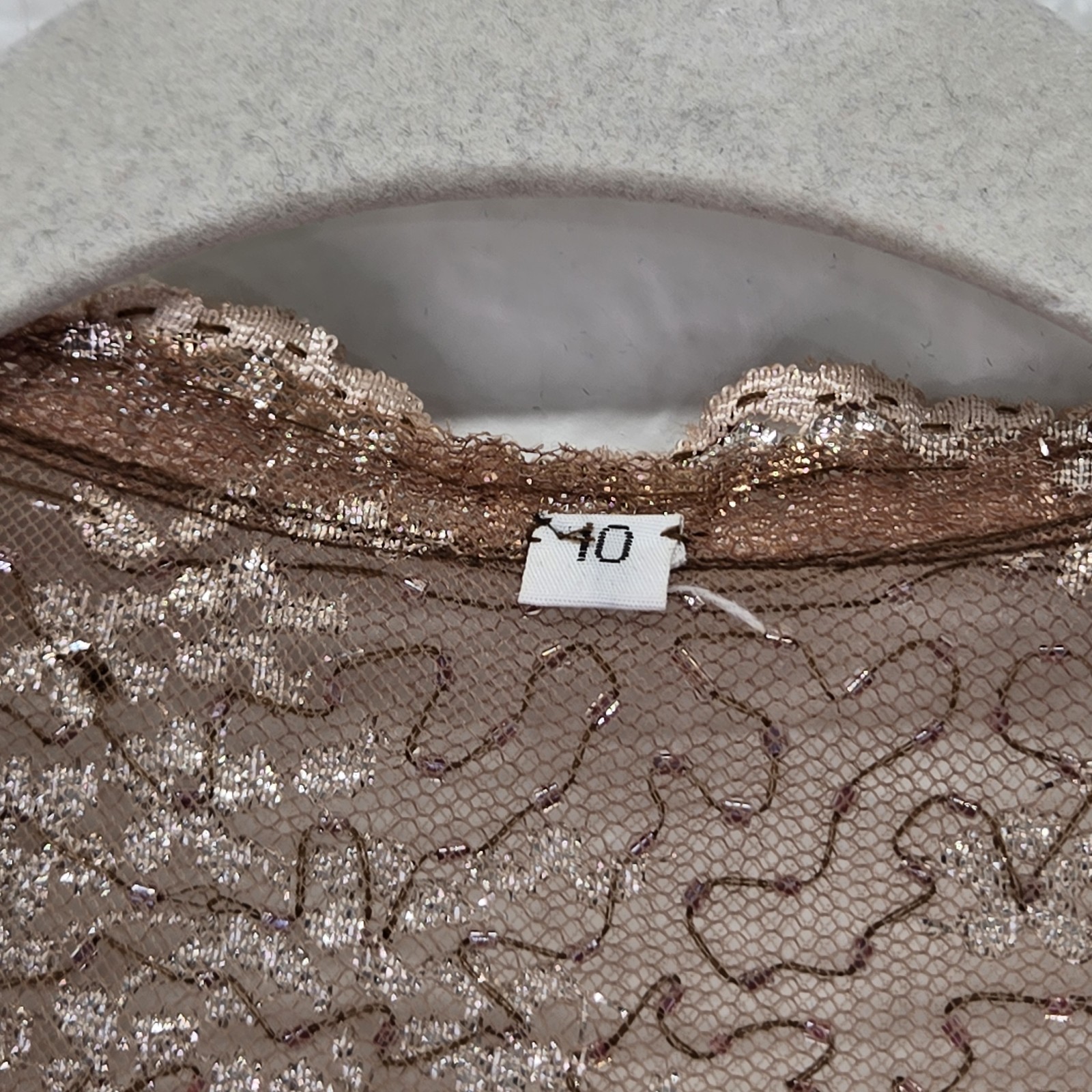 Vtg Beaded Sequin Crop Cardigan Sheer Bolero Shrug Ruffle Evening Jacket 10