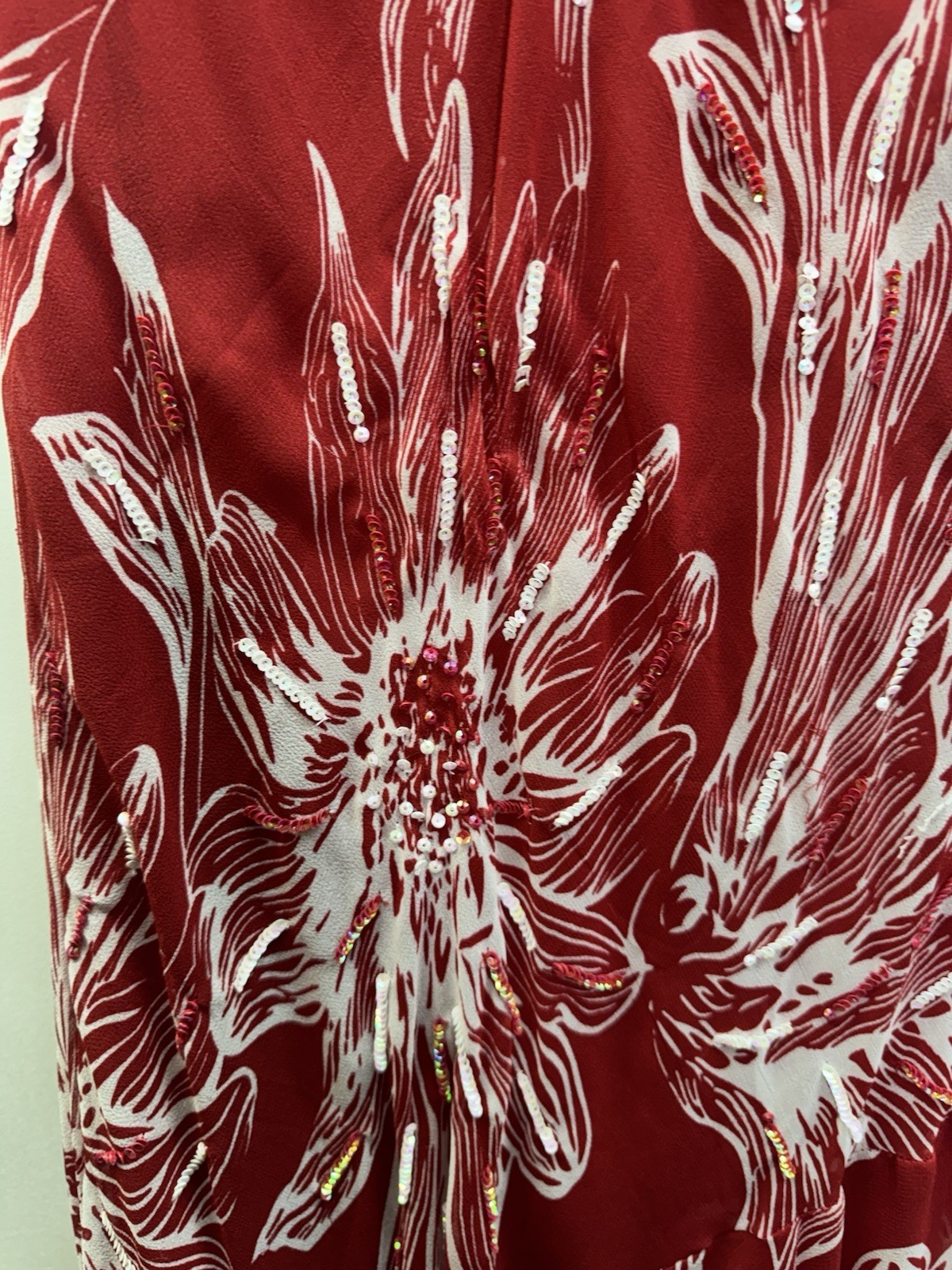 Midnight Velvet Whimsigoth Vintage 90’s Red Chiffon Maxi Dress Y2K Sequin M