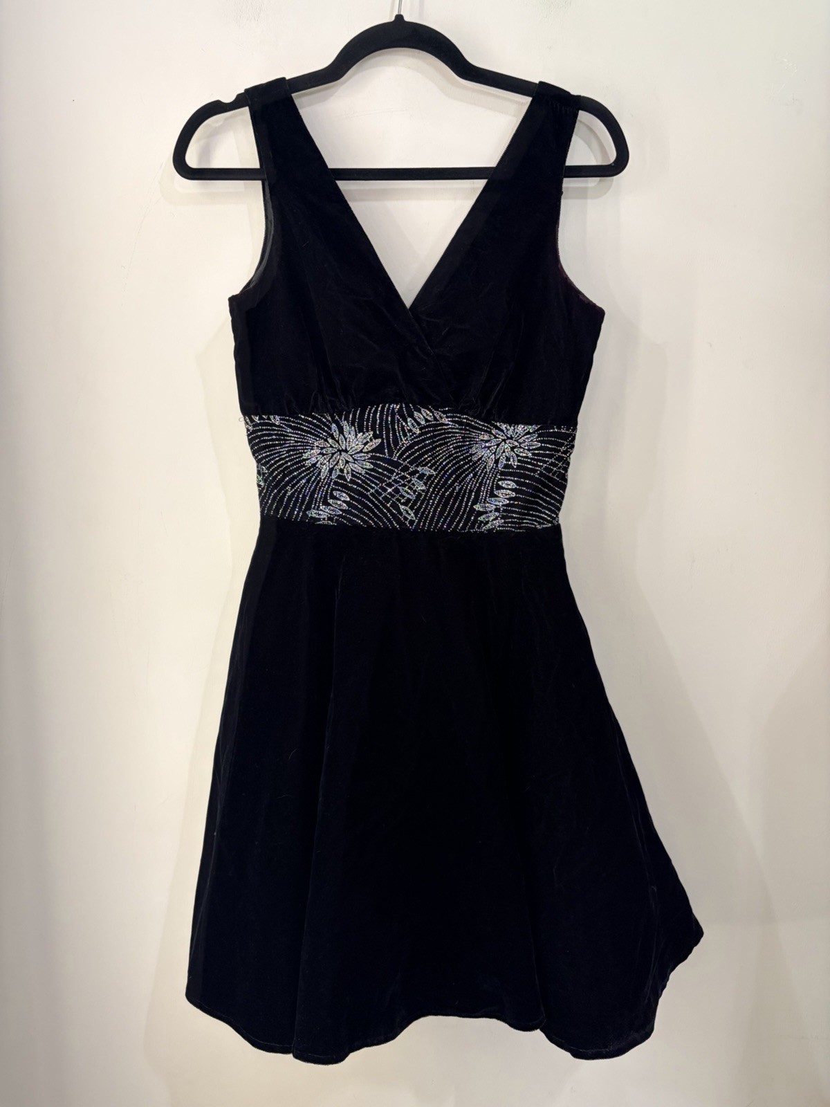 Vintage Starlight Expressions California Black Velvet Sparkle Dress Size 5 USA