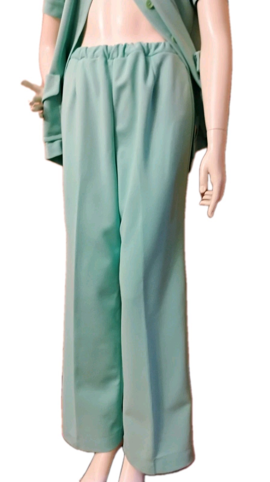 VTG 60’s „Devon” Sea Foam Green Double Knit Poly Mod Bell Bottom Pants Suit