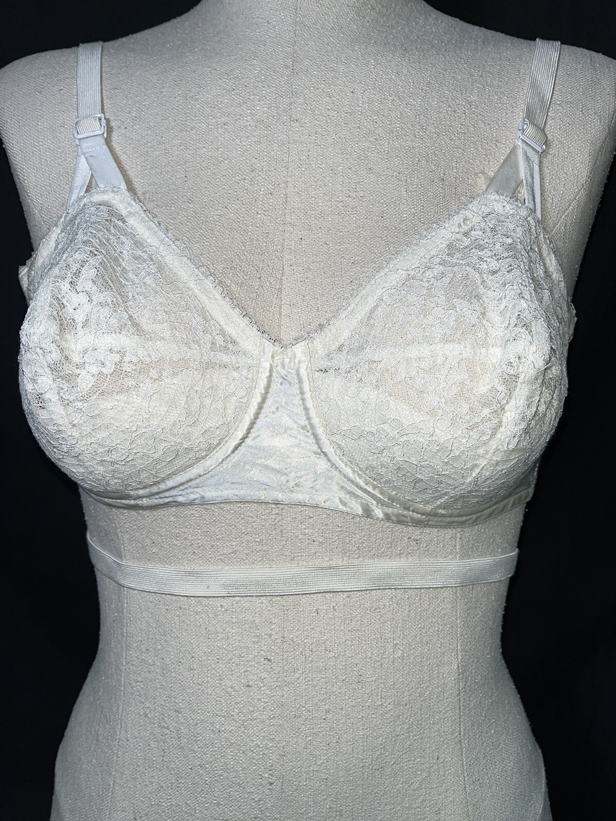 Vtg 50’s Bra Circle Stitch Hollywood Vassarette Backless Petal Pusher White 36B