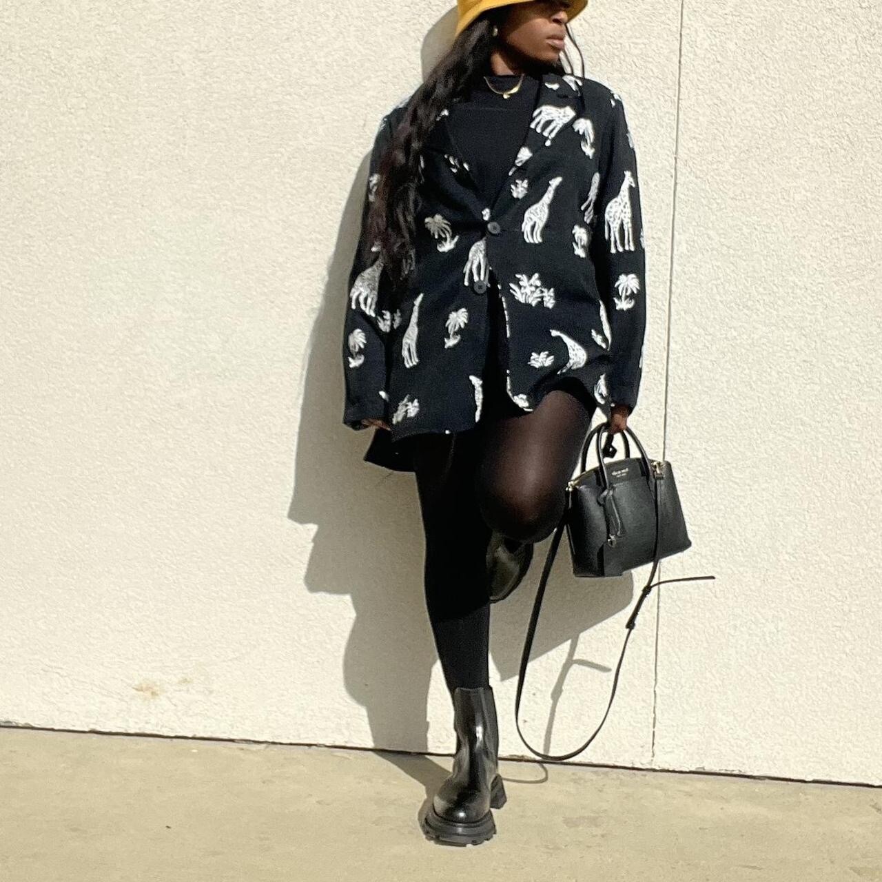 Vintage Black N White Safari Blazer ( Size L)