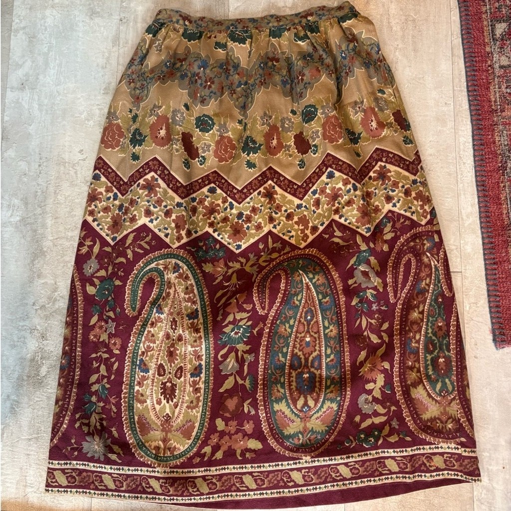 Vintage Ferrara of Milan Paisley Skirt Union Made USA Vintage 12- Modern Small
