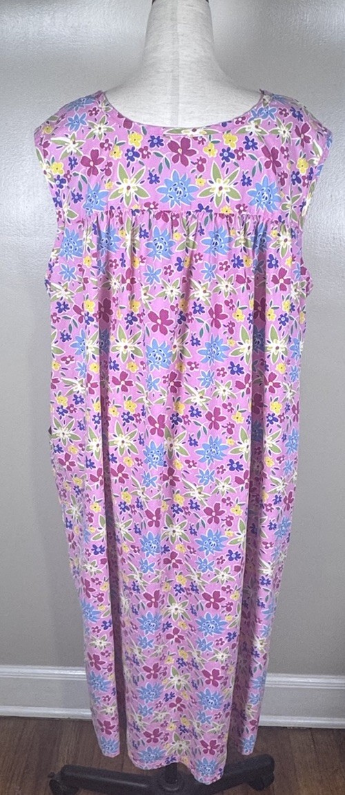 Vintage 90s Country Cottage Pink Floral Plus Size 1X Loungewear House Dress