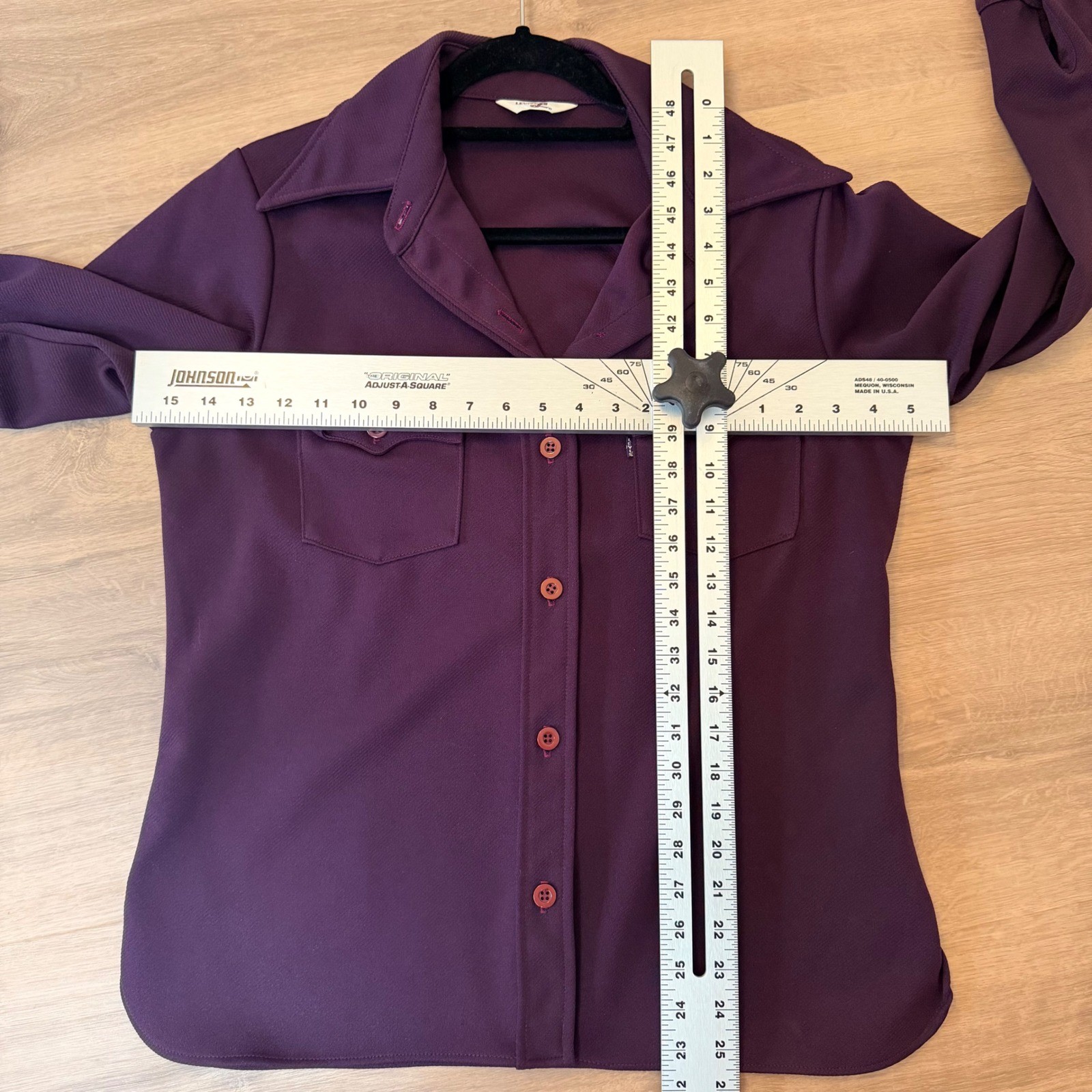 Vtg Levis Women S 70s Purple Disco/Daggar Collar Button Down Shirt Retro Mod