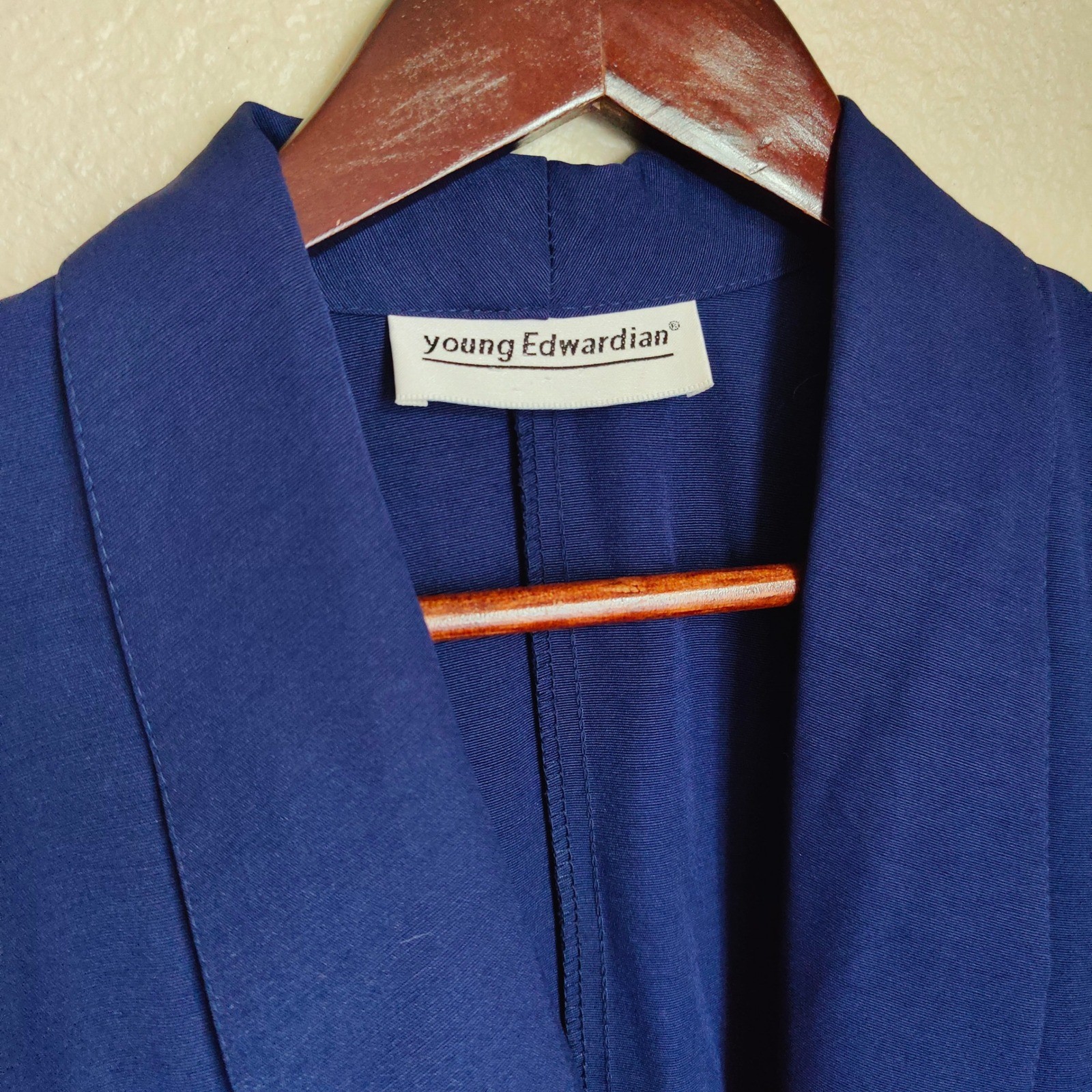 Vintage 80s Young Edwardian Royal Blue Blazer Dress Pearl Buttons Retro Sheath