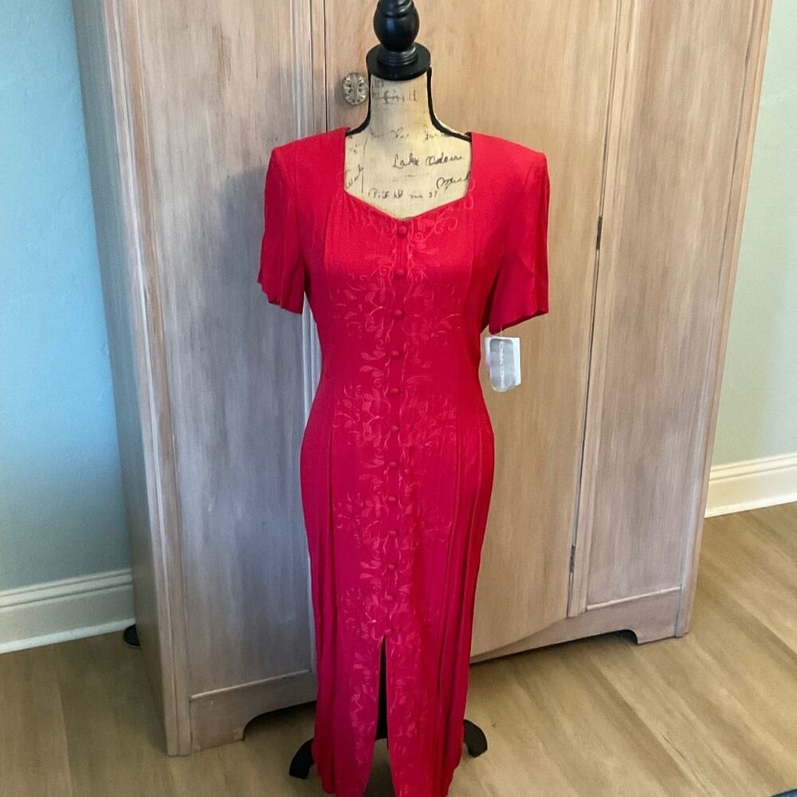 NWT Deadstock Vintage Casual Corner 90’s Red Midi Dress Pretty Woman sz 10