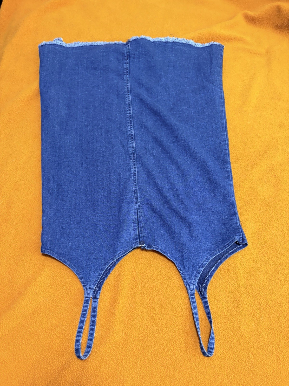 Adorable Vintage Y2K Stretch Denim Spaghetti Strap Shortie Sundresses Med-Lg